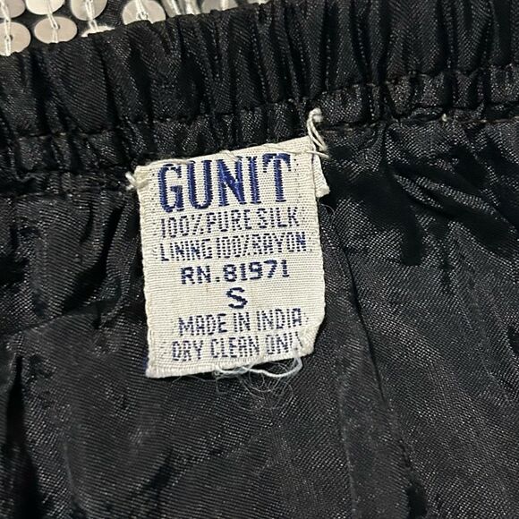 GUNIT Vintage Black/Silver Sequin Pearl Silk Skirt S - Picture 12 of 12